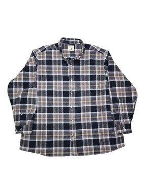 Red Head Mens Plaid Flannel Shirt 3XL Black & Brown Long Sleeve Button-Down Cott